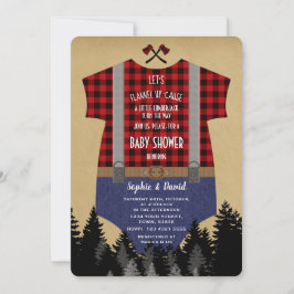 Invitación Lumberjack Red Buffalo Baby Suit Baby Shower