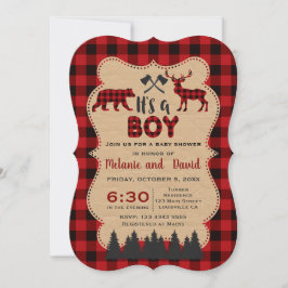 Invitación Lumberjack Red Buffalo Little Hunter Baby Shower