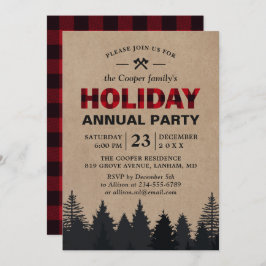 Invitación Lumberjack Red Buffalo Plaid Forest Holiday Party