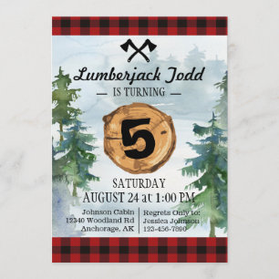 Invitación Lumberjack Wood Stump Forest Wilderness Birday