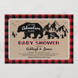 Invitación Lumberjack Woodland Bear Plantas Baby Shower
