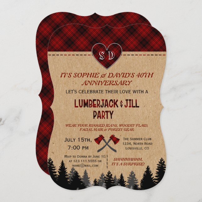 Invitación LumberJack y el Boda Jill cumplen 40 años (Anverso / Reverso)