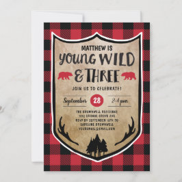 Invitación Lumberjack Young Wild y Fiesta de los Tres Cumplea