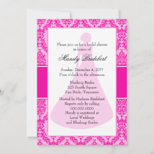 Invitación Luminosa ducha de novia Fuchsia Damask