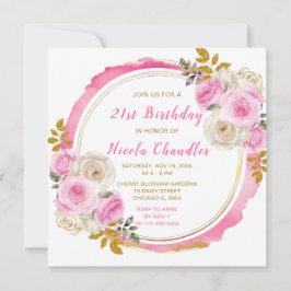 Invitación Luminosa Fiesta de Cumpleaños de Flores Elegantes 