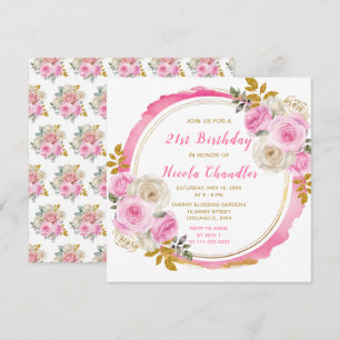 Invitación Luminosa Fiesta de Cumpleaños de Flores Elegantes