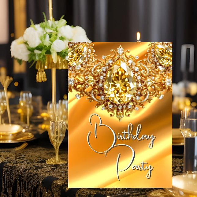 Invitación Luminosa fiesta de cumpleaños Silk Yellow jewel Go (Subido por el creador)