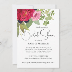 Invitación Luminosa y colorida Jardín floral Bridal Ducha