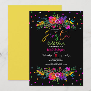 Invitación Luminosa y moderna floral y negra ducha de novia F