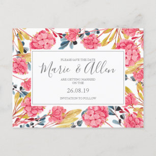 Invitación Luminosas flores rosadas salvan la postal de la fe