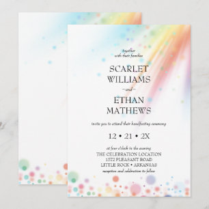 Invitación Luminoso arcoiris con burbuja de luz LGBT