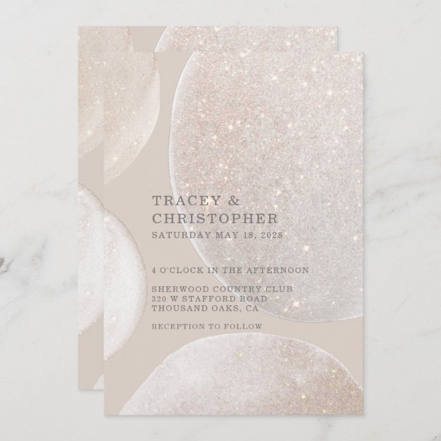 Invitación Luminoso Boda de Rubor Fawn Golden Shimmer (Anverso / Reverso)