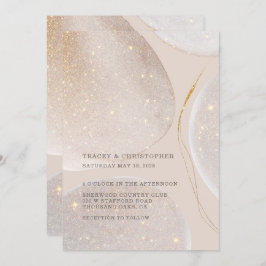 Invitación Luminoso Boda del Shimmer de oro y Rubor Fawn