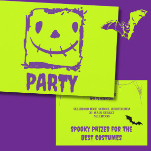Invitación Luminoso Monstruo Face Faux Neon Halloween Party