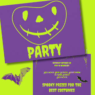 Invitación Luminoso Monstruo Face Faux Neon Halloween Party