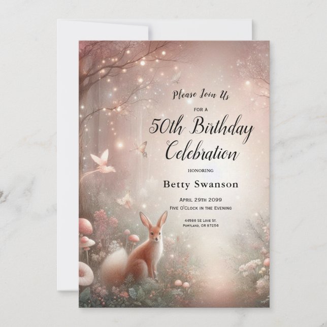 Invitación Luminoso reino forestal de espuma y florecimiento (Anverso)