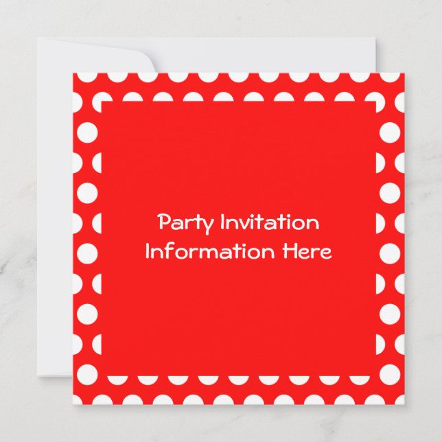 Invitación Luminosos puntos rojos y blancos de polka en blanc (Anverso)
