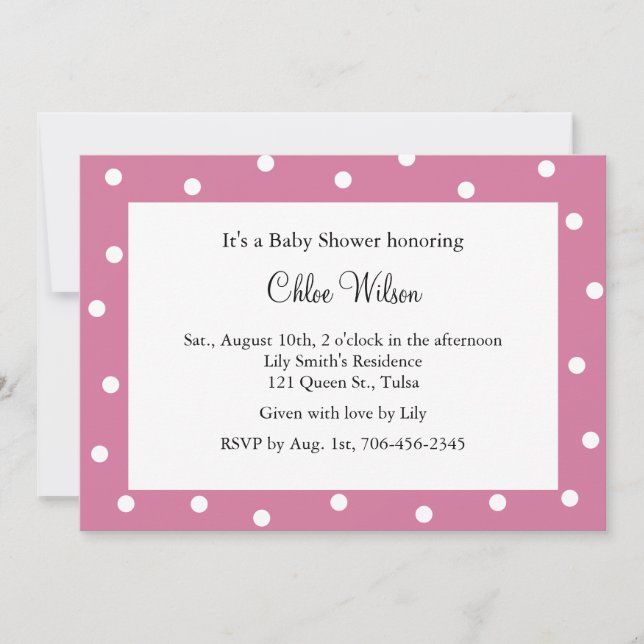 Invitación Luminosos puntos rosados de polka (Anverso)