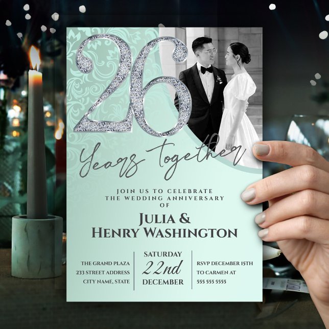 Invitación Luminous Diamond 26th Wedding Anniversary  (Subido por el creador)
