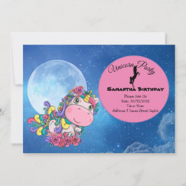 Invitación Luna Azul de Unicornio