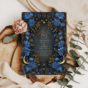 Invitación Luna Azul y Boda Estrella de Medianoche