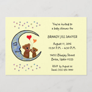 Invitación Luna Baby Shower Invitaton de la koala de las