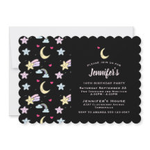 Luna caprichosa, estrellas y nubes en cumpleaños n