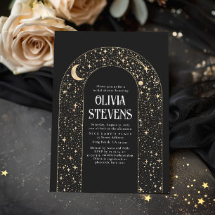 Invitación Luna celeste y estrellas ducha de novia negra