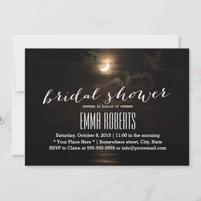 Invitación Luna de la noche de verano sobre la ducha de novia (Anverso)