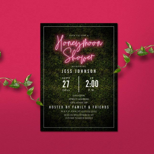 Invitación Luna de Miel de Rosa Neon en la Ducha (Subido por el creador)