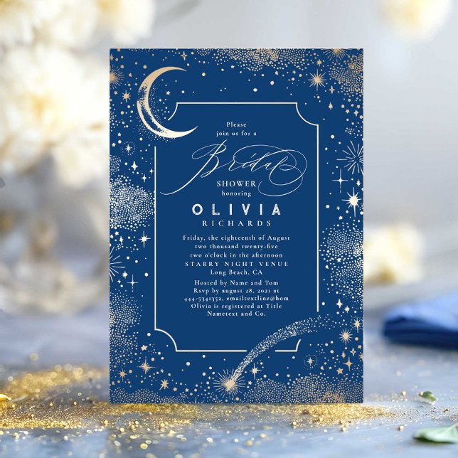 Invitación Luna de Noche Starry Ducha nupcial Mística Celesti (Celestial Bridal Shower Invitation)