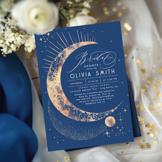 Invitación Luna de Noche Starry Ducha nupcial Mística Celesti (Celestial Mystical Bridal Shower Invitation)