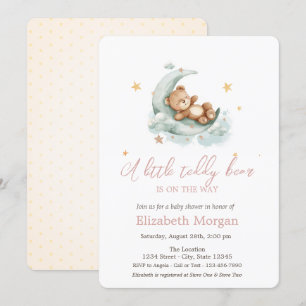 Invitación Luna de osito de peluche estrellas Shower de bebé