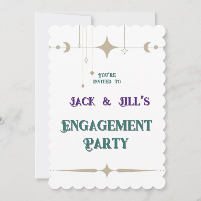 Invitación Luna de plata y estrellas (Anverso)