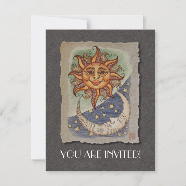 Invitación Luna de sol y estrellas (Anverso)