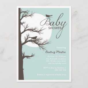Invitación Luna del árbol del pájaro de Halloween Baby Shower