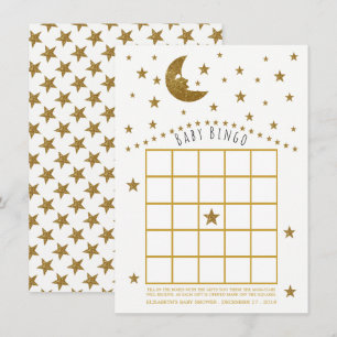 Invitación Luna del oro y bingo de Baby Shower de las