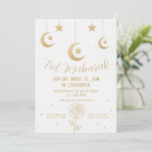 Luna Dorada y Estrellas Feliz Eid Mubarak Invitaci