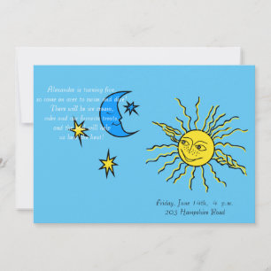 Invitación Luna durmiendo y sol sonriente