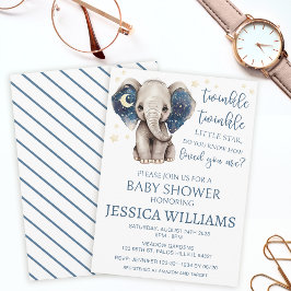 Invitación Luna elefante y estrellas ducha de bebé celestial