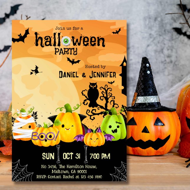 Invitación Luna espeluznante Jack-O-Lantern Halloween (Subido por el creador)