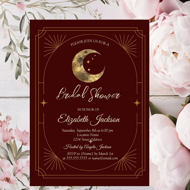 Invitación Luna Estelar Estrellas Oscuro Bridal Shower (Subido por el creador)