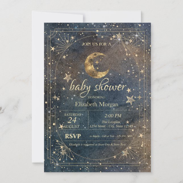 Invitación Luna Estelar Marco Galaxia Oscura (Anverso)
