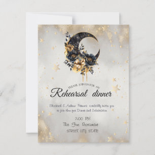 Invitación Luna Floral Celestial Gold Stars