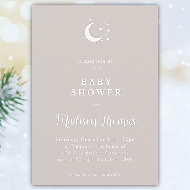 Invitación Luna gris de invierno y estrellas (Subido por el creador)