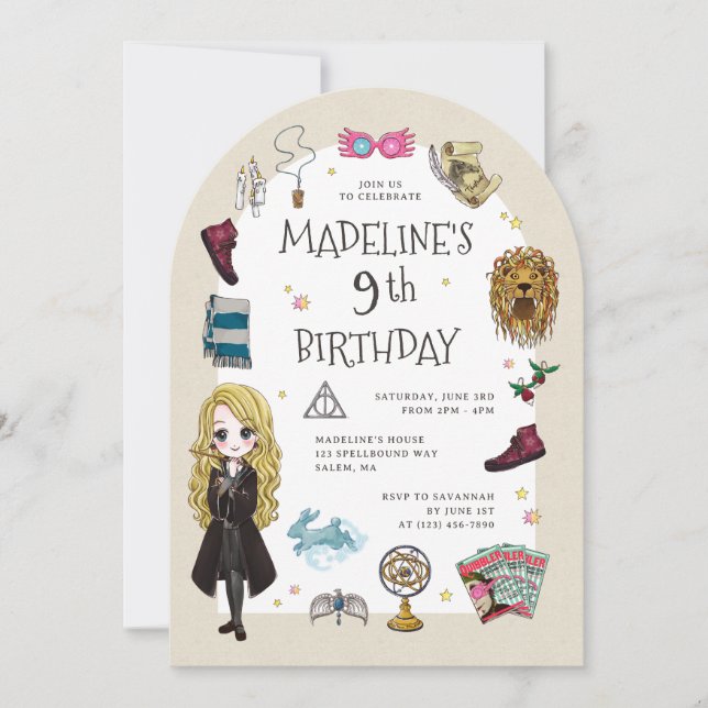 Invitación Luna Lovegood Magical Birthday Celebration (Anverso)