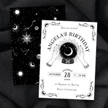 Luna mágica en blanco y negro bola de cristal cump