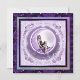 Invitación Luna morada niño