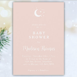 Invitación Luna rosa de invierno y estrellas