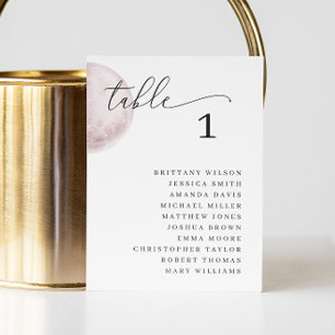 Invitación Luna rosa mística. Elegante organigrama de la boda